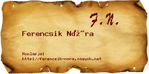 Ferencsik Nóra névjegykártya